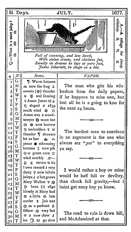 almanac July 1877