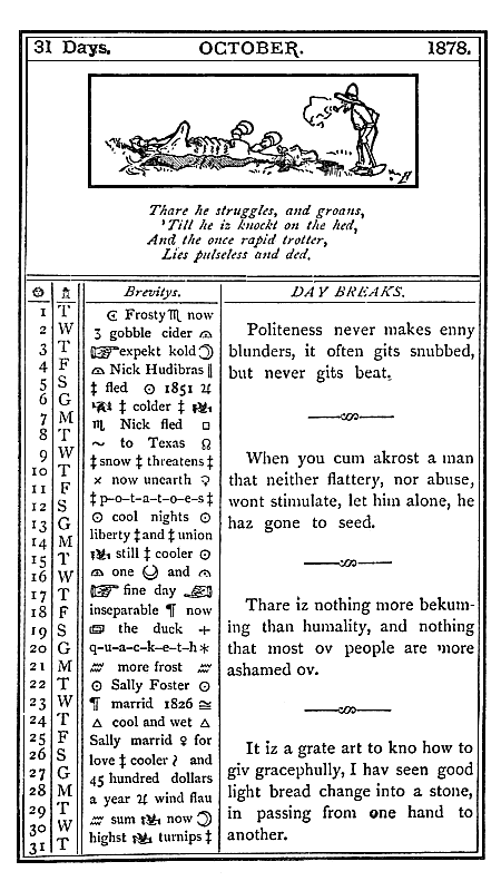 almanac October 1878