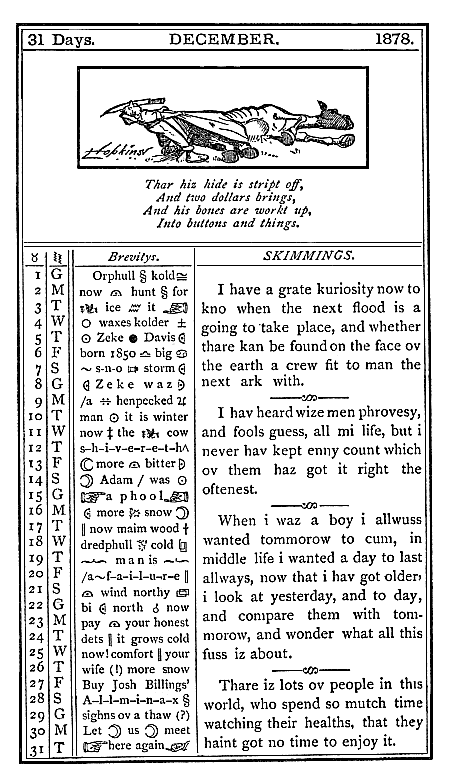 almanac December 1878