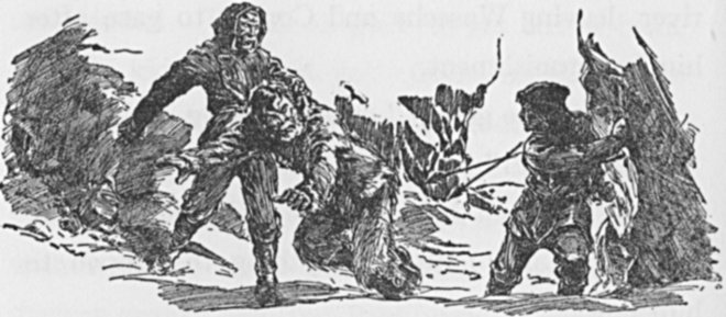 As they passed between the pillared rocks the Indians broke
cover, hurling their copper-tipped harpoons as they ran.