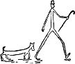 long-legged man with short-legged dog