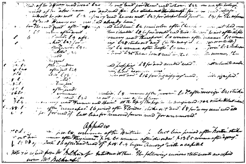 A PART OF MARSHALL'S LIST OF CORRECTIONS FOR HIS LIFE OF WASHINGTON