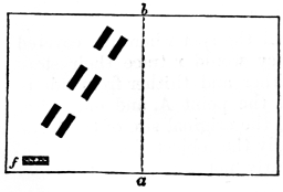 Diagram straight again, dashed line vertical with dark parallel dashes forming a  45 degree angle on the left side, top down