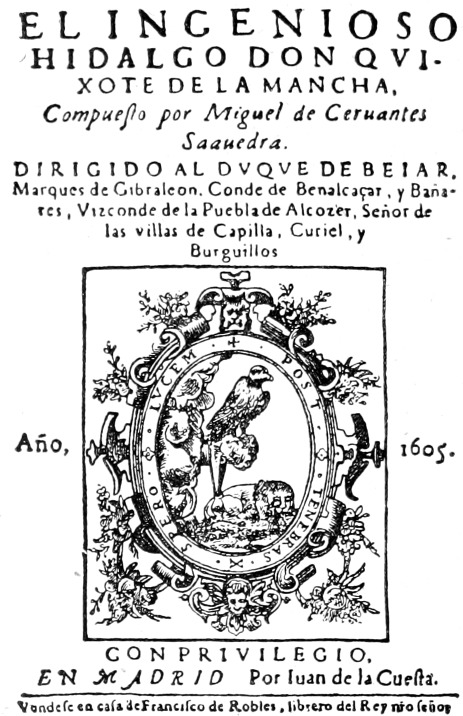 A «Don Quijotte» első kiadásának címlapja. (1605.)