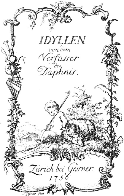 Gesszner «Idyllen»-jének címlapja. (XVIII. század.)