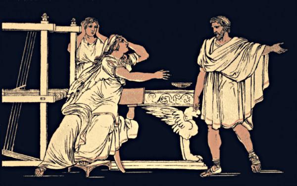 Euryalus' mother, distraught, abandons her weaving