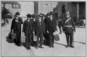Photograph from Brown Brothers, N. Y.
A LEVY OF FARMER BOYS OFF FOR THE BARRACKS
The fact that millions of food-producers of this type were taken from the soil caused
Central Europe to run short of life's necessities.
