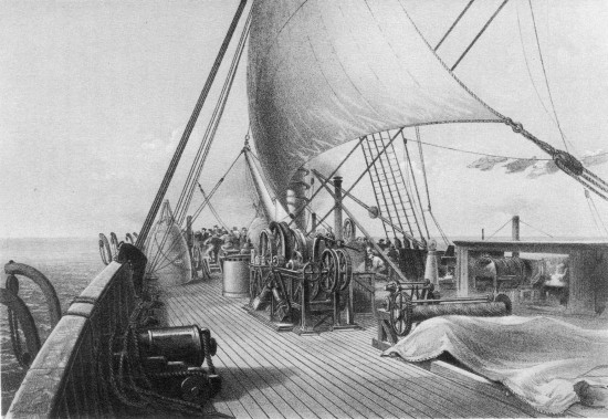 E. Walker, lith from a drawing by R. Dudley

London, Day & Sons, Limited, Lith.

FORWARD DECK CLEARED FOR THE FINAL ATTEMPT AT GRAPPLING. AUGUST 11TH.