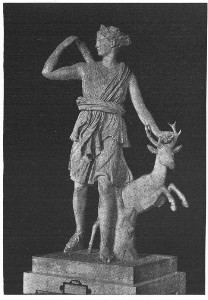 statue of Diana holding a stag