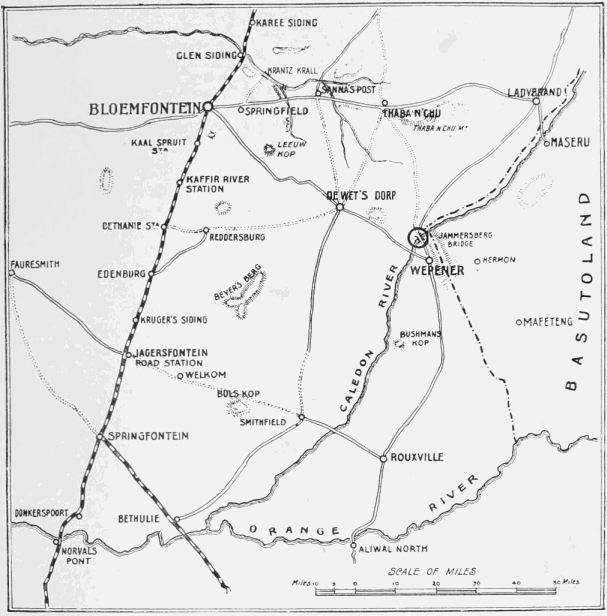Map Illustrating the Military Operations to the S. and E. of Bloemfontein.