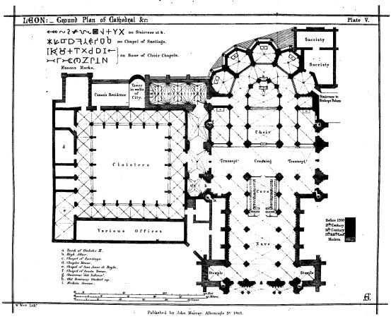 LEON:&mdash;Ground Plan of Cathedral &c. Plate V.

Published by John Murray, Albemarle St. 1865.