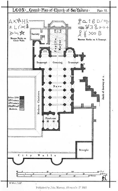 LEON:&mdash;Ground: Plan: of: Church: of: San: Ysidoro: Plate
VI.

Published by John Murray, Albemarle St. 1865.