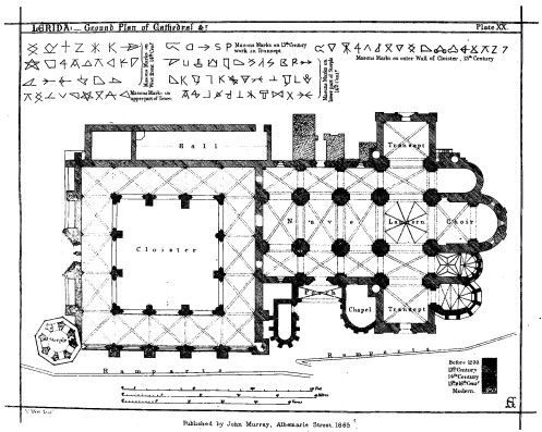 LÉRIDA:&mdash;Ground Plan of Cathedral &c. Plate XX

Published by John Murray, Albemarle Street. 1865.
