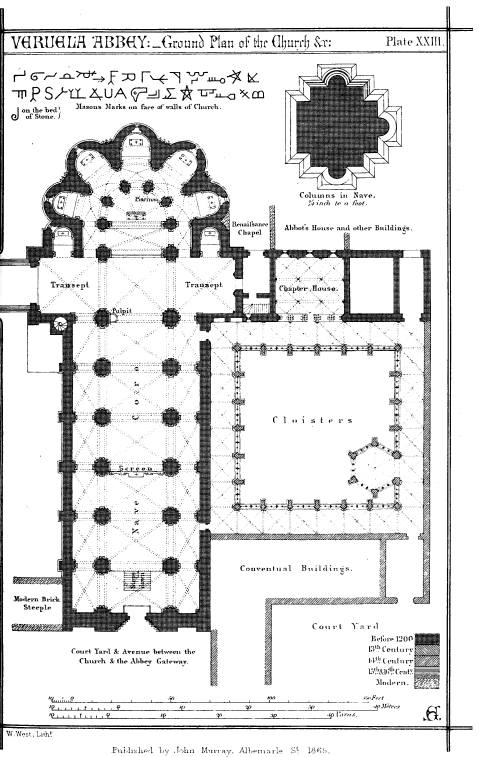 VERUELA ABBEY: Ground Plan of the Church Plate XXIII.

W. West, Lithr.

Published by John Murray, Albemarle St. 1865.