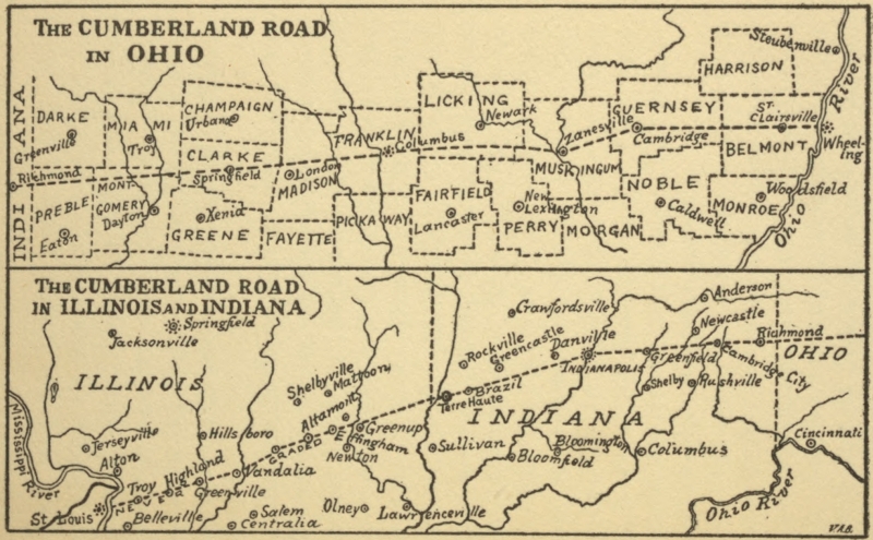 Map of Cumberland Road in the West