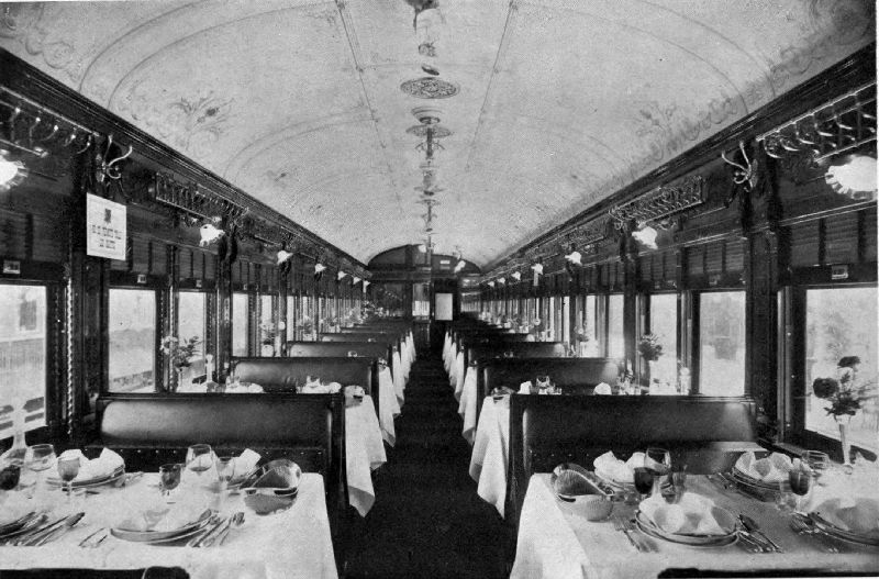 INTERIOR OF DINING CAR, CENTRAL ARGENTINE RAILWAY.