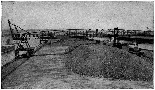 Mounds of coal on dock