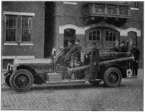 Manned motor truck with pump and hose