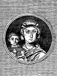 Fig. 18.—Matrone romaine et son enfant portant au cou la bulle d'or
