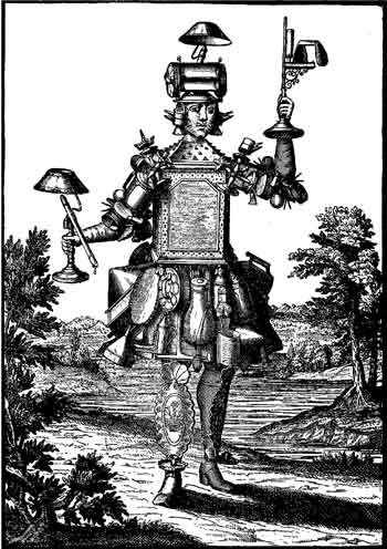 Fig. 27.—Le ferblantier marchand de lampes, fac-simil d'une gravure du dix-septime
sicle, publie par H. d'Allemagne dans son Histoire du luminaire.