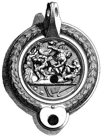 Fig. 29.—Inauguration d'un dieu Terme, d'aprs une lampe antique.