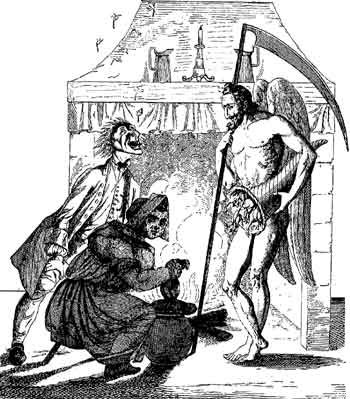 Fig. 34.&mdash;Le bon temps revenu, ou la poule au pot et les alouettes toutes rôties