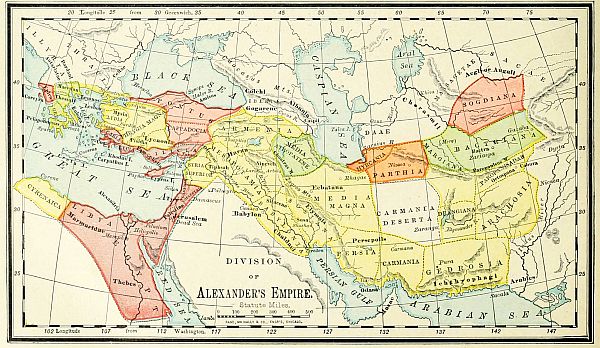 map: DIVISION OF Alexander's Empire.