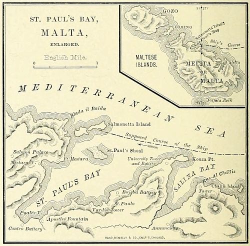 map: ST. PAUL'S BAY, MALTA, ENLARGED. MALTESE ISLANDS.