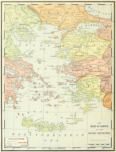 map: THE ISLES OF GREECE AND THE SEVEN CHURCHES.