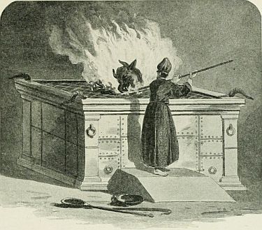 drawing priest making offering over flames