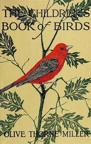 Cover: The Children's Book of Birds: red bird on leafed branch
