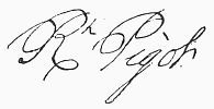 Signature: Sir Robert Pigot