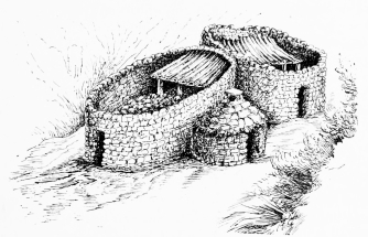 A WOLF-PROOF SHEEPFOLD ON THE ALAGÓN, NORTH
ESTREMADURA

Walls 10 feet high: note the shepherd’s dwelling alongside. Within
are sheep.