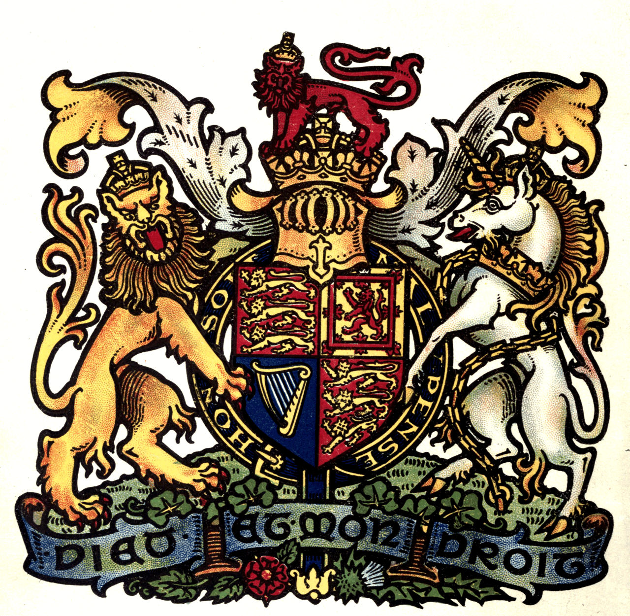 Vintage Brass Royal Coat of Arms Queen Elizabeth II Heraldry badge plaque emblem 