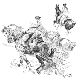 The Shire Horses: Wheelers of a 4·7,
A Hussar Scout of 1917.