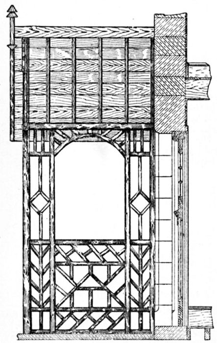 Fig. 95.—Vertical Section of Cottage Porch.