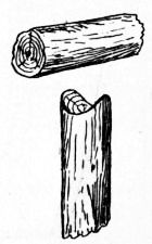 Fig. 129.—Twig Hollowed to fit Rail of Foot-bridge.