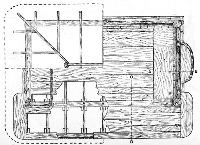 Fig. 164.—Part Roof, Seat, and Floor Plans for Tennis Lawn Shelter.