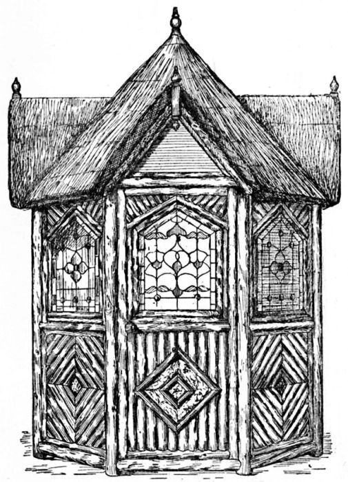 Fig. 182.—Octagonal Summer-house with Three Gables.