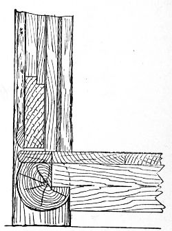 Fig. 184.—Vertical Section of Octagonal
        Summer-house through Lower Part of Door and Sill.