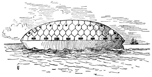 Drawing of egg shaped ship