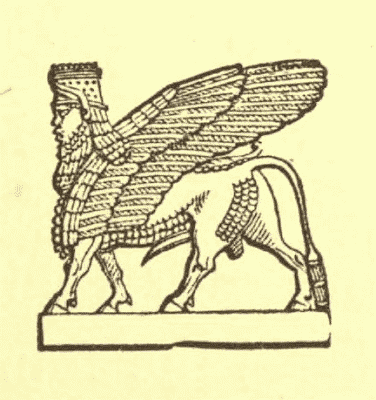 Nergal - a winged lion with the head of
            an Assyrian king