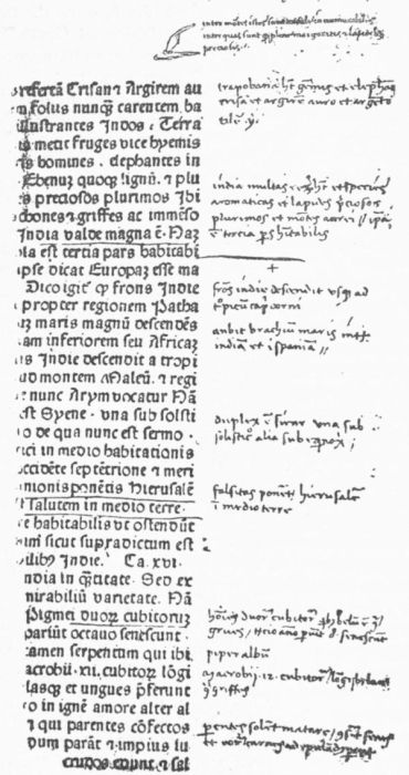 ANNOTATIONS BY COLUMBUS ON THE IMAGO MUNDI.