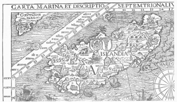 MAP OF OLAUS MAGNUS, 1539.