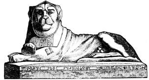 Fig. 31.—Lion of Reddish Granite. (British Museum.)