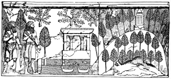 Fig. 35.—Assyrian Shrines. Relief from Corsabad.