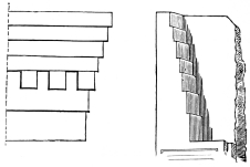 Fig. 84.—Entablature of the Palace of Darius.
Reconstructed from the Bearing.