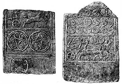 Fig. 189.—Steles from the Acropolis of Mykenæ.