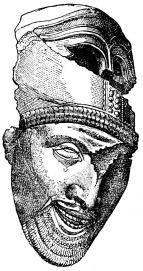 Fig. 198.—Head from a Metope of the Middle Temple upon
the Eastern Plateau of Selinous.