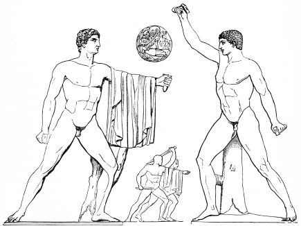 Fig. 201.—Harmodios and Aristogeiton. (Copies in
Naples.)
